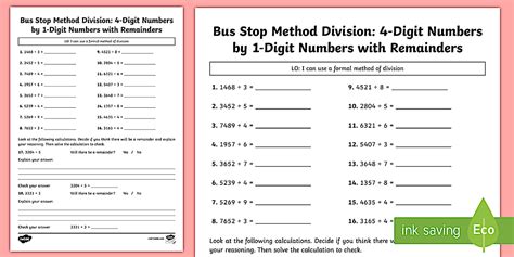 Bus Stop Method Formal Division of 4 Digit Numbers with  .